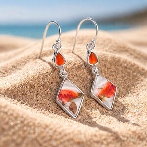 Spiny Oyster & Carnelian Earrings